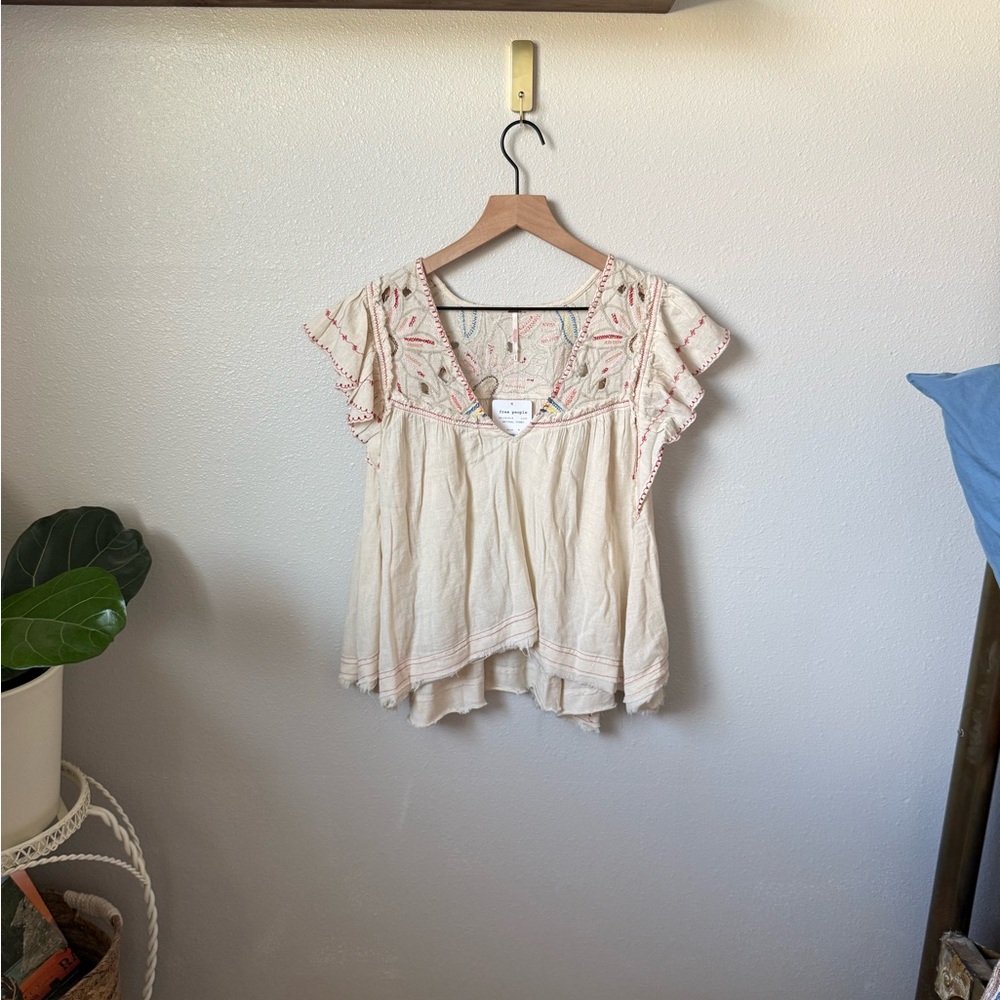 Free People Embroidered Blouse